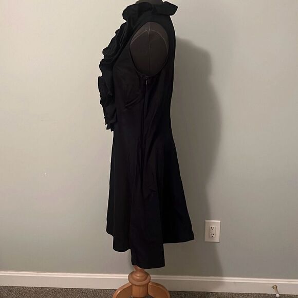 Lauren Ralph Lauren Women's Black Ruffle Pleated Sleeveless Sheath Dress Size 12 - Picture 5 of 9